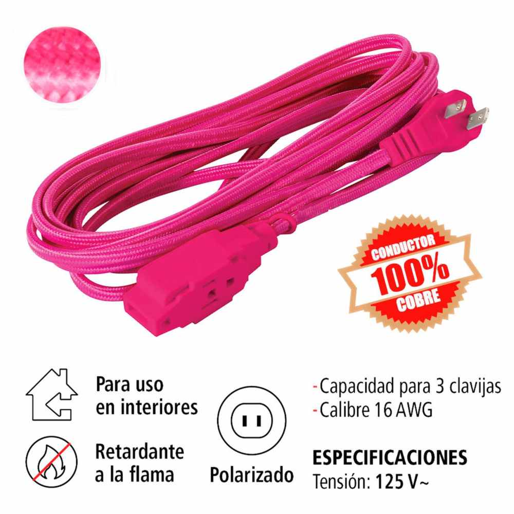 Extensión Eléctrica Trenzada IUSA, Color Azul Turquesa, 16 AWG - Tienda IUSA