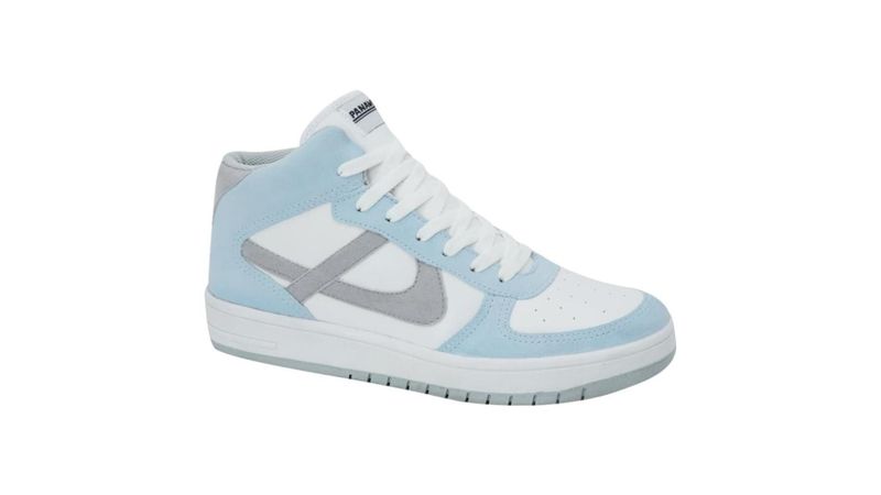 Tenis Sneakers Mujer Botin Panam Blanco con Azul 1032907