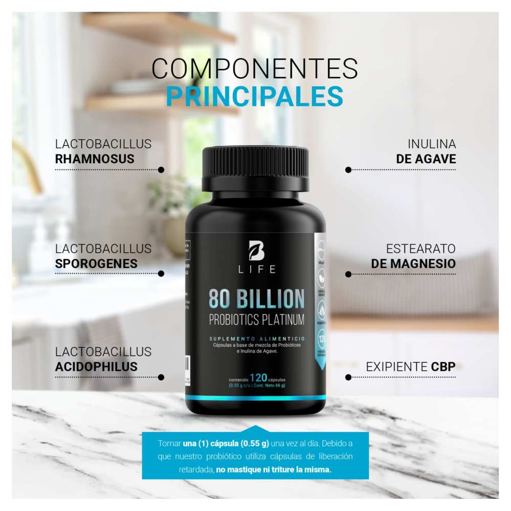 80 Billones De Probioticos 120 Cáps Con 11 Cepas B Life.