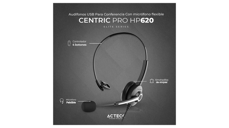 Audifono Diadema para Call Center ACTECK CENTRIC PRO HP620 Alambrico U –  GRUPO DECME