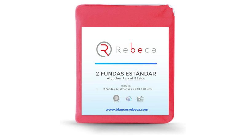 Funda almohada algodón percal 200 hilos rojo