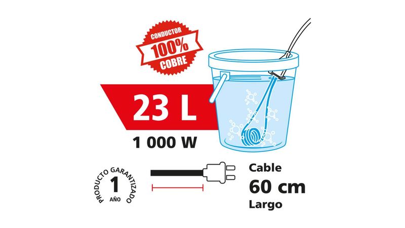 Resistencia Eléctrica para Calentar Agua, IUSA 1000 W., 23L. - Tienda IUSA