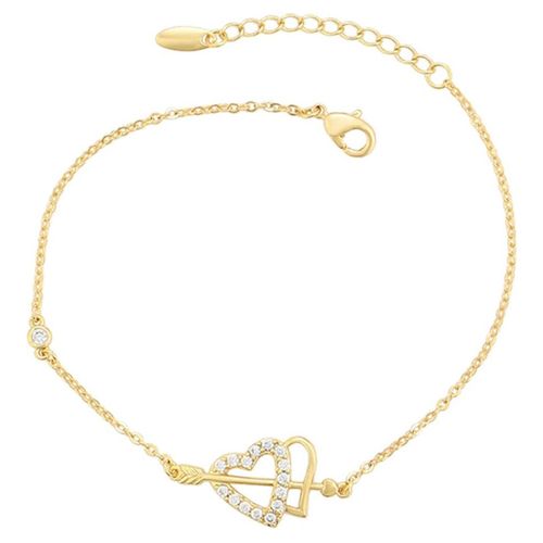 Pulsera Novios Corazones Cristales Austriacos Oro 14K Laminado