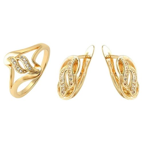 Aretes Y Anillo Cristal Oro Laminado Regalo 10 Mayo Mamá Dorado 8