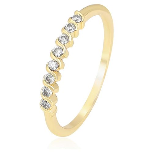 Anillo Churumbela Cristales Austriacos Oro 14K Laminado Dorado 8 Talla