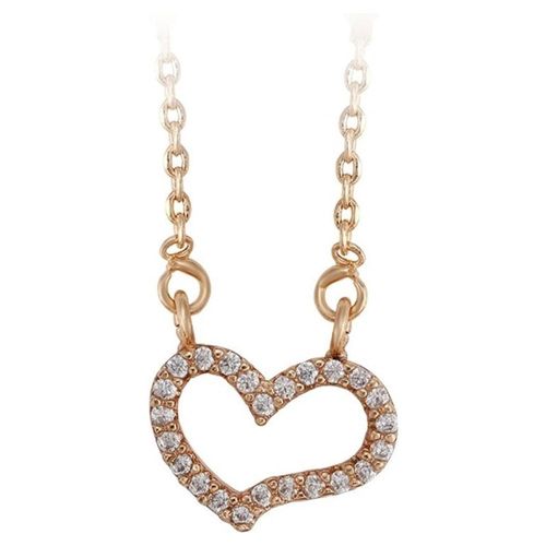 Collar Corazon Cristal Diamante Oro 18k Laminado