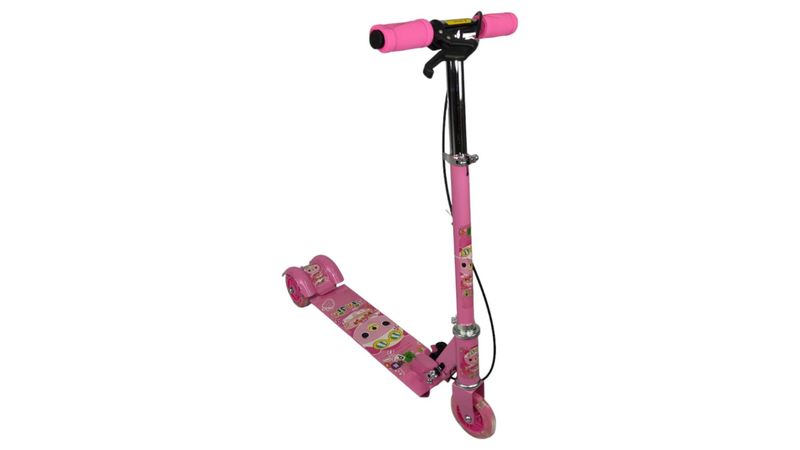 Patin del Diablo Scooter Tres Llantas con Luz y Freno de Mano Rosa