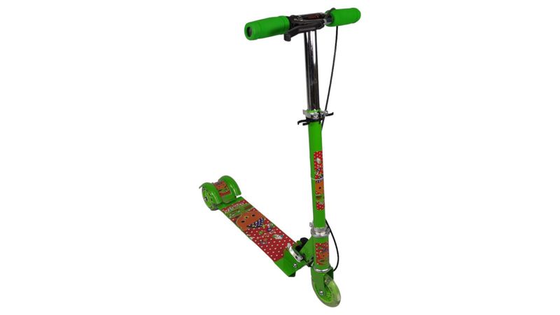 Patin del Diablo Scooter Tres Llantas con Luz y Freno de Mano Verde