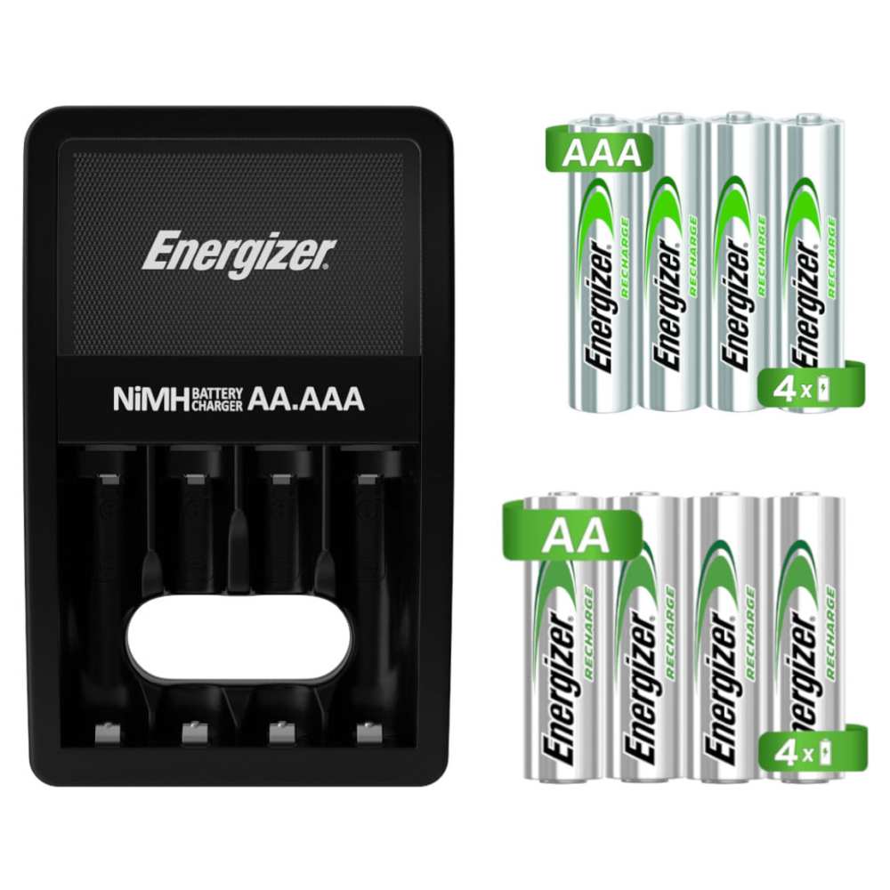 Cargador Pilas Baterías Energizer + 4 Pilas AA + 4 Pilas AAA
