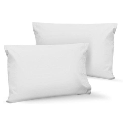 Par de Fundas de Almohada Algodón Percal 300 King Size Blanco