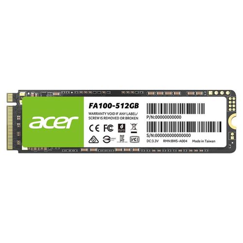 Unidad de estado sólido Acer FA100 de 512GB, M.2 NVMe PCIe 3.0.