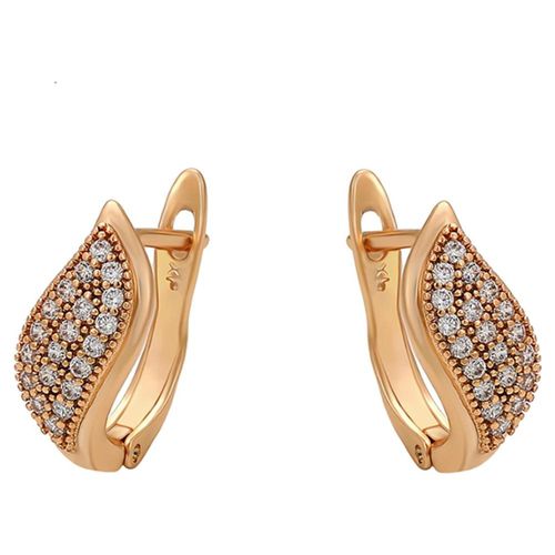 Aretes para Dama Rombo Pavé Zirconias Oro 18K Laminado Dorado