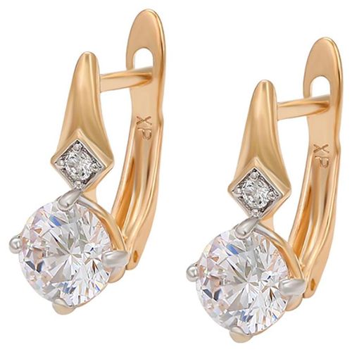 Finos Aretes Dama Con Cristal Austriaco Oro 14k Laminado Dorado