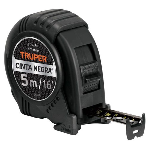 Flexómetro Cinta Negra, 5 m, cinta 19 mm, Truper