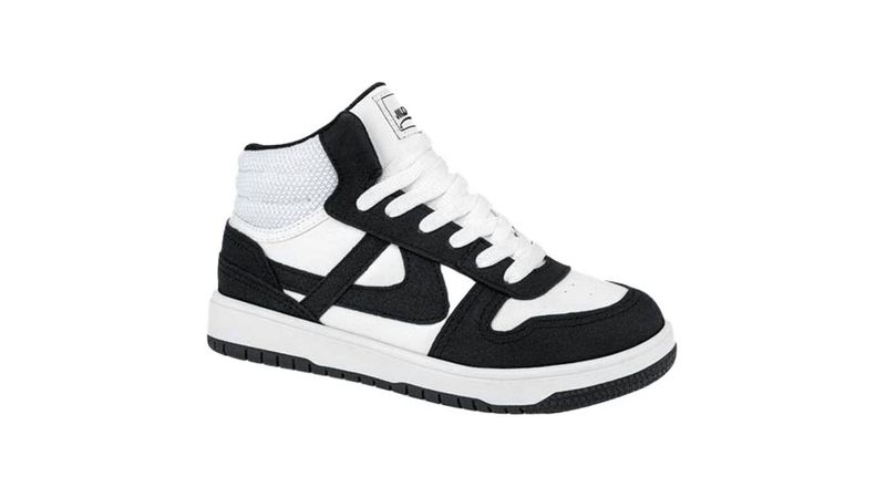 Tenis Panam Casual Botin Negro Blanco urbano Ni o 1110642