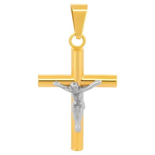 Dije Cristo Tubular 2.5 cm por 2.5 mm Oro Sólido 10k