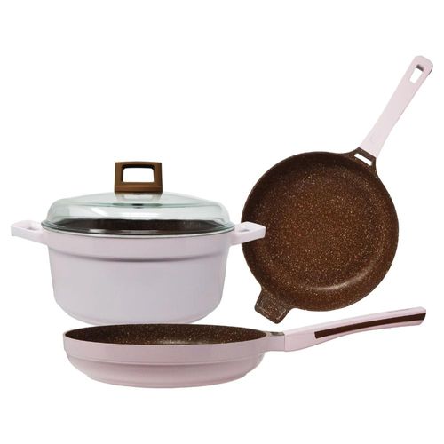 Batería de Cocina Alfa 4 Piezas/Cerámica Rosa - B2803 -