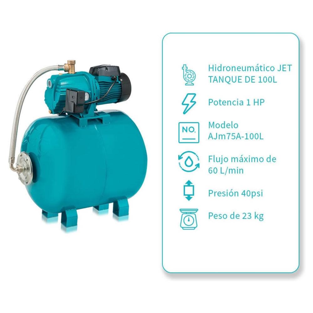 Hidroneumático Bomba Jet 1 Hp Tanque 100 Litros 2510