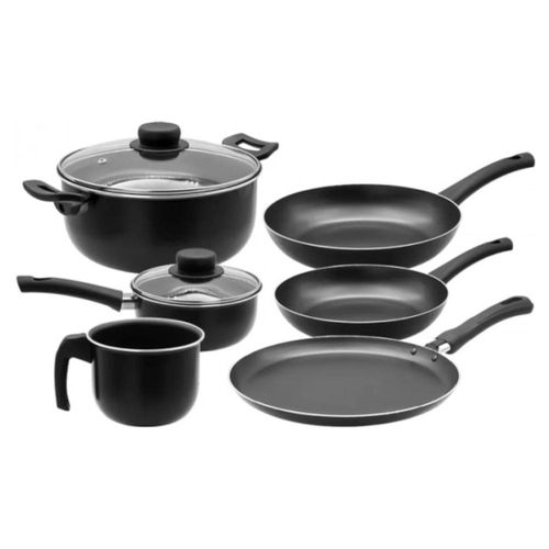 Batería de cocina Tramontina 80112-069 LAZIO 8 Piezas Negro