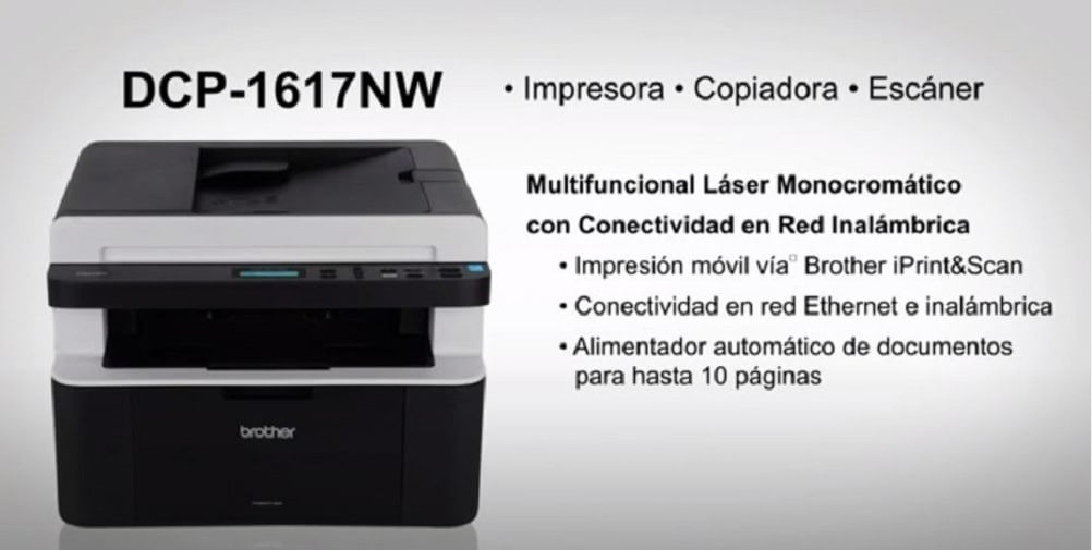 Impresora multifunción Brother DCP-1617NW con wifi negra 110V - 120V
