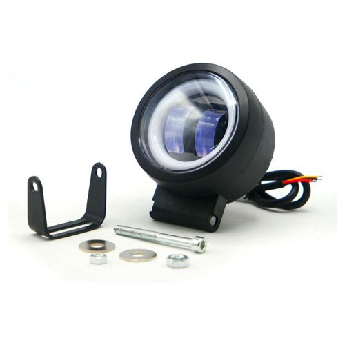 Faro Para Moto Rasen Auxiliar Led Con Lupa Cuadrado Con Led, Estrobo  Rojo