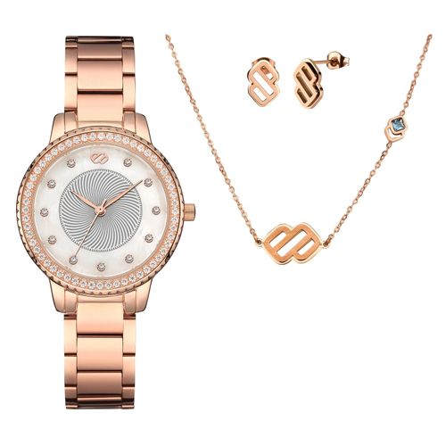 Set de Reloj Collar y Aretes Enso para Mujer EWBSL07 Oro Rosa