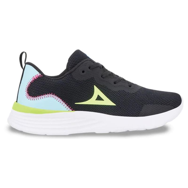 670-09 Tenis Pirma Deportivo Negro Suela Blanca Dama