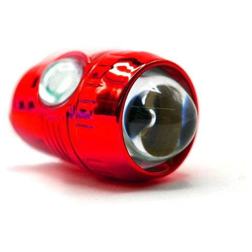 Faro Para Moto Rasen Auxiliar Led Con Lupa Tipo Cilindro Rojo