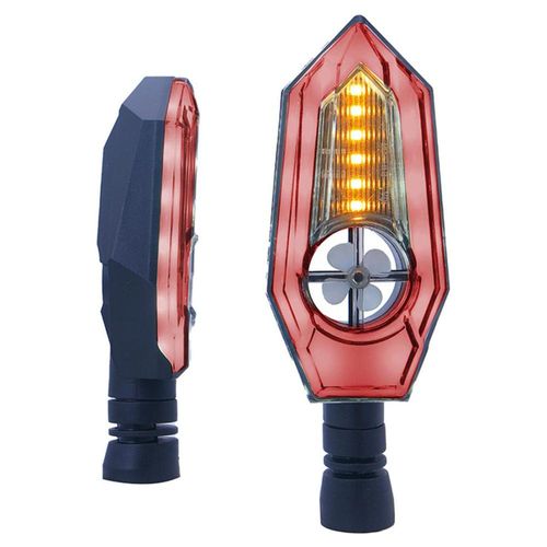 Direccional Para Moto Rasen Led Secuencial Tipo Zafiro Universal  Rojo