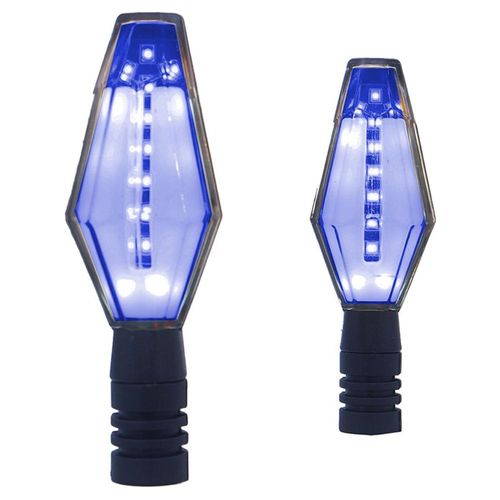 Direccional Para Moto Rasen Led Secuencial Rectangular Uni Azul