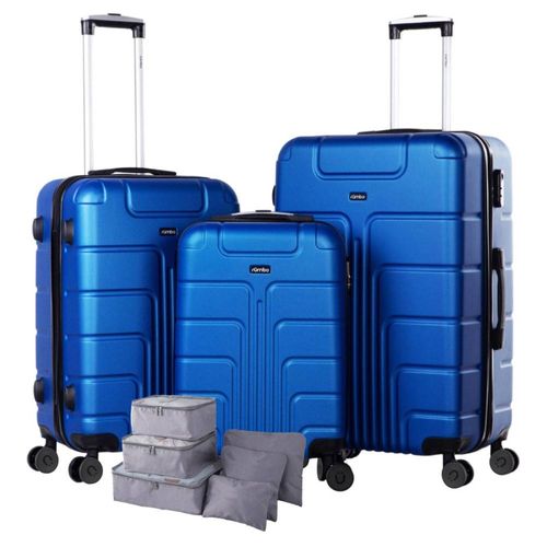 Juego 3 Maletas De Viaje Rigidas Ruedas 360 Bolsas De Viaje Azul