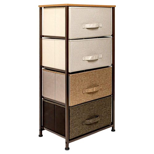 Mueble Buro Organizador Comoda Tela 4 Cajones Moderno Cafe