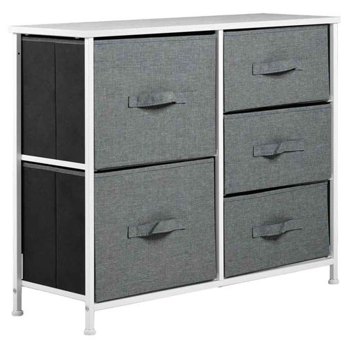 Mueble Cajonera Buro Organizador 5 Cajones Tela Moderno Gris