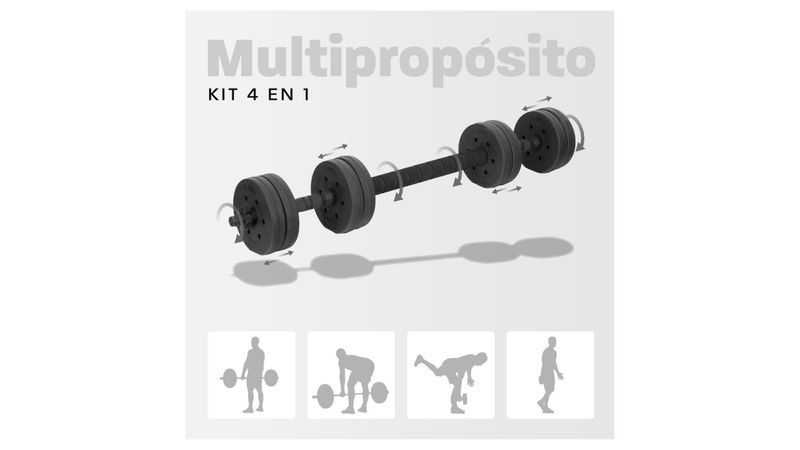 Set De Mancuernas Ajustables Pesas Altera Barra Recta 15 Kg (Negro)