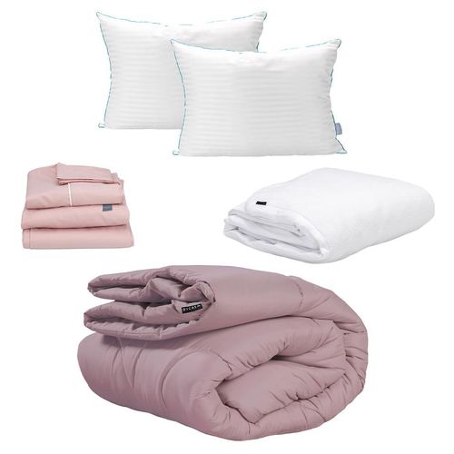 Edredón Queen Size Dicasa Homy Lila + Almohada Royal Twin+ Blancos CZD