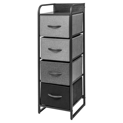 Mueble Buro Torre Mueble Moderno Organizador 4 Cajones Tela Negro