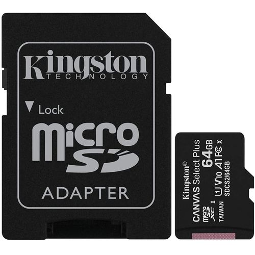 Micro SD 64GB KINGSTON CANVAS Select Plus Clase 10 A1 Video FHD V10