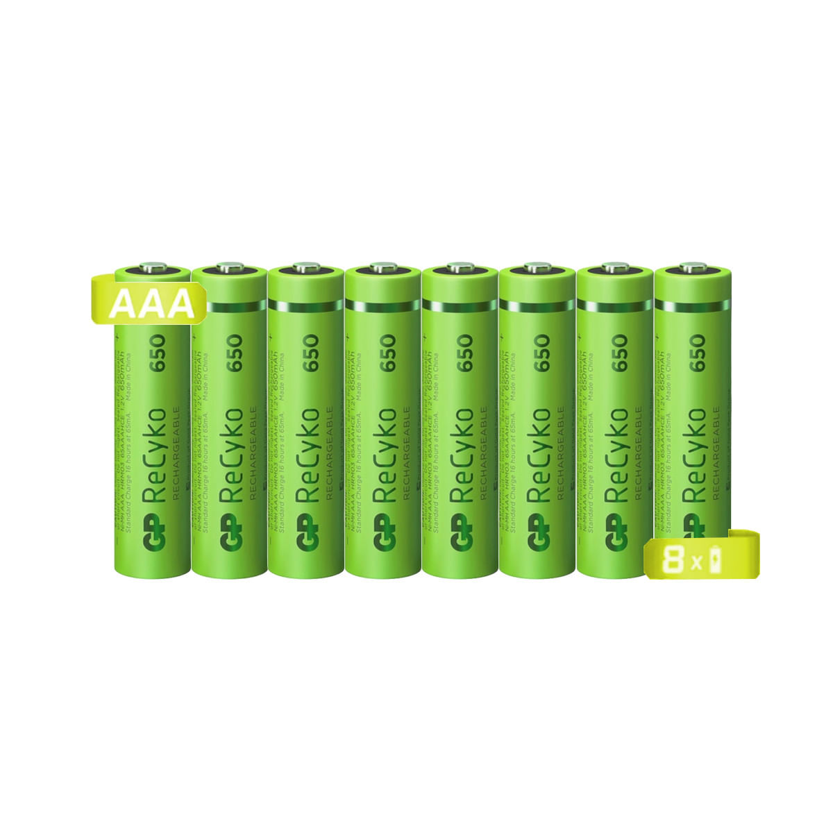 8 Pilas Baterías Recargables GP tamaño AAA de 650mAh