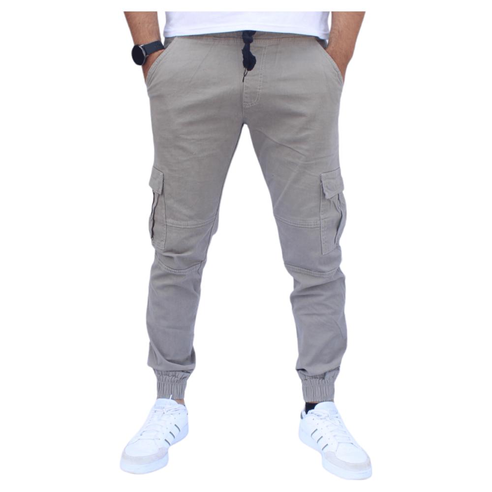 Jogger cargo de gabardina stretch color gris claro