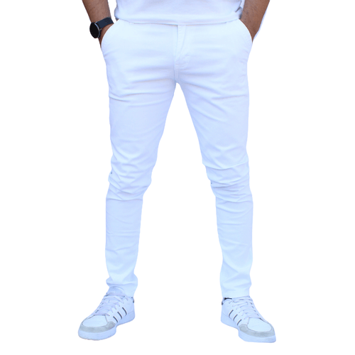 Pantalón skinny de gabardina stretch color blanco
