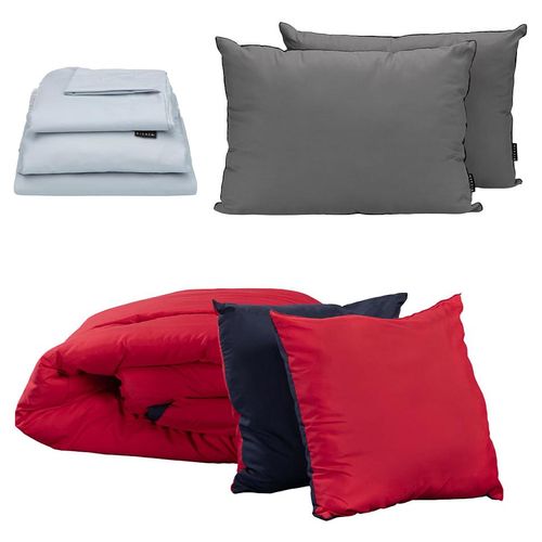 Set Edredón Matrimonial Couzy Rojo-Azul M +Sábanas + Almohada 2Pck CZD