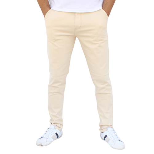 Pantalón skinny de gabardina stretch color hueso