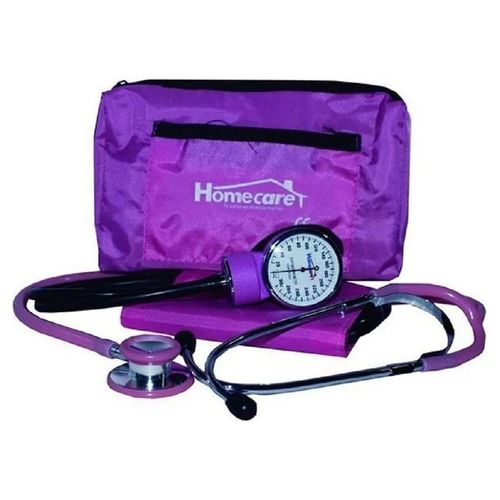 Kit Baumanómetro Aneroide Estetoscopio Duplex Morado 2600 Homecare