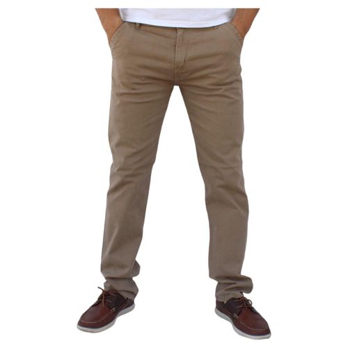 Pantalón recto de gabardina stretch color caqui