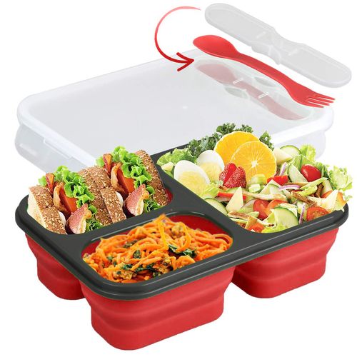 Lunch Box Plegable Meimia 3 Compartimentos Rojo