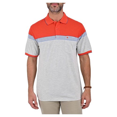 Playera Polo Classic Fit Yale Bicolor Con Pecho Resaltado Gris Claro