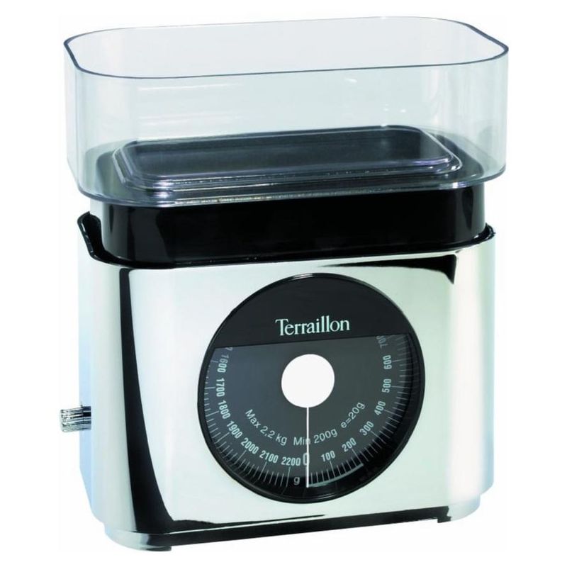 TERRAILLON Vintage-Küchenwaage – Manuelle Tara, großes Ziffernblatt und 1 L Schüssel, Wiegebereich 5 kg – Modell 'Tradition 500' Cremefarben, Creme