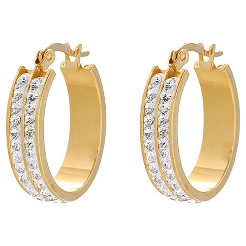 Arracadas Dobles Oro 24k Laminado Finos Cristales 2.5 cm Dorado
