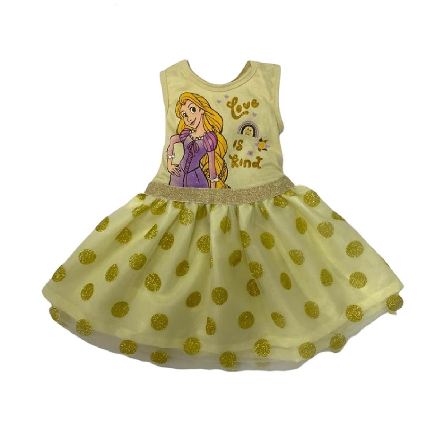 Vestido Estampaso Disney Rapunzel Dorado
