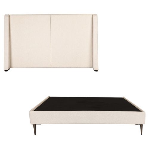 Cabecera Matrimonial Dicasa Milan Beige Claro + Base Cama Slim CZD